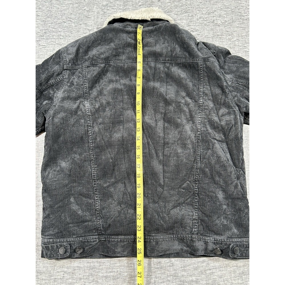 Outerknown Paz Corduroy Trucker Jacket Mens Medium Black Sherpa Cotton Hemp - Picture 14 of 15